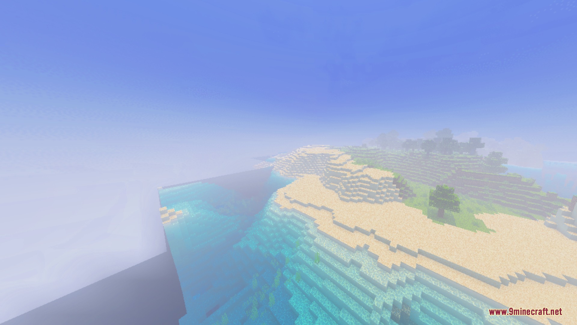 Nova Light Shader Screenshot 6 A vibrant sandy coastline with clear blue water under a bright hazy sky