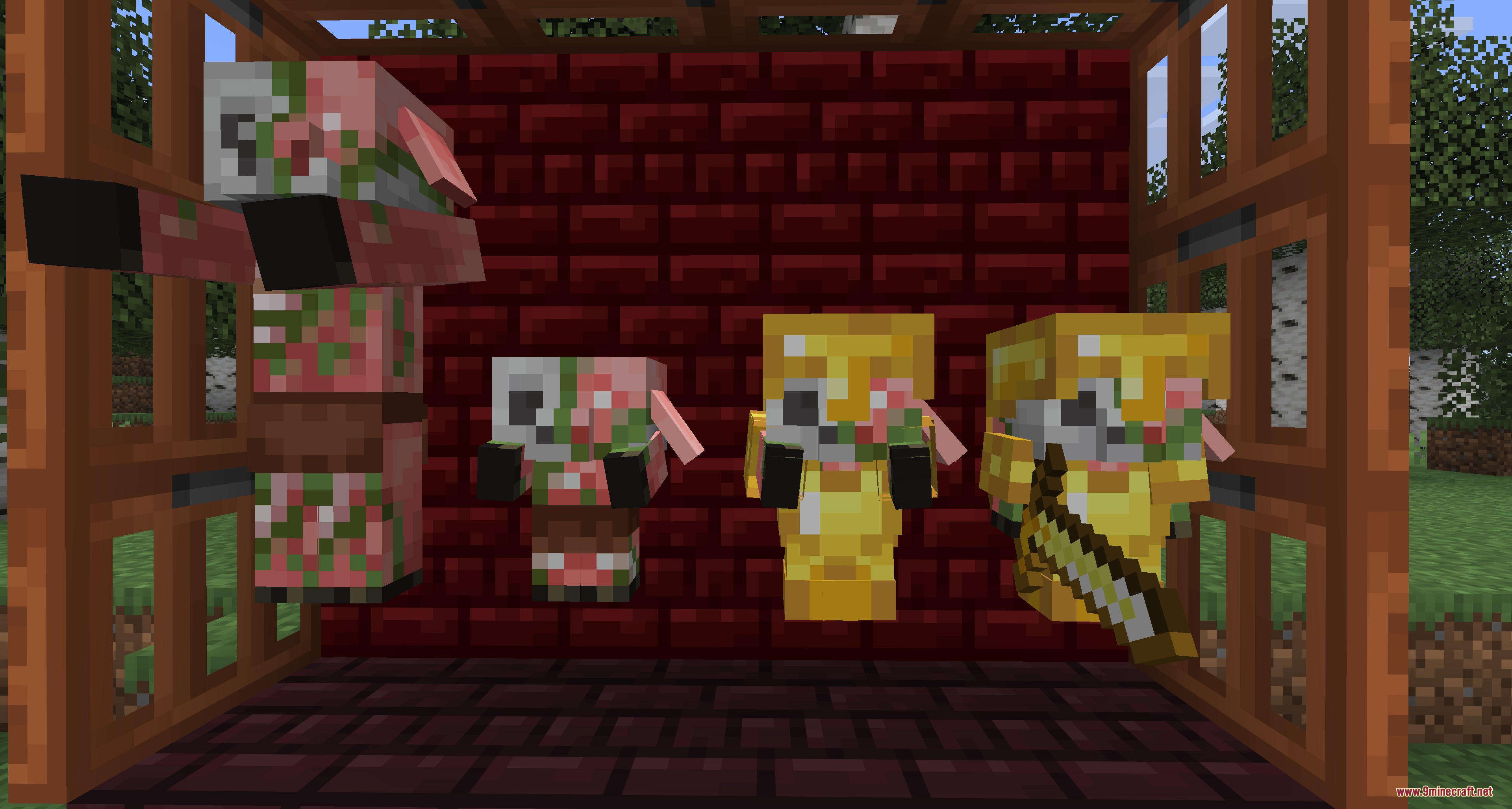 Nursery Refined Mod updates baby zombified piglins textures in a nether brick room