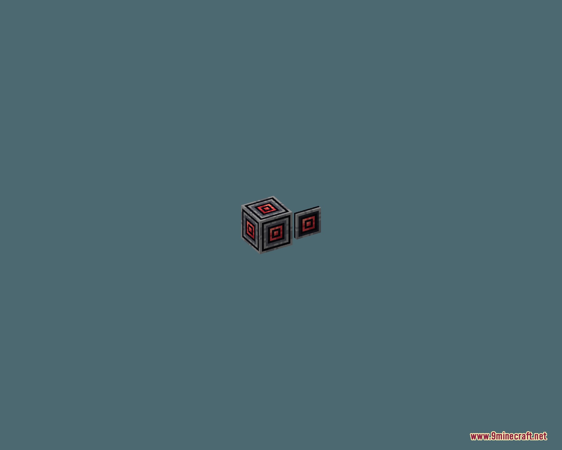 Obsidian Network Interface Resource Pack Screenshot 8 Red square patterned network interface block and panel on a plain background