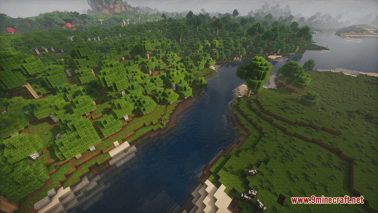 Odar is by Im_Teodor Resource Pack Screenshot 7 Odar Resource Pack displays a scenic Minecraft landscape with a river