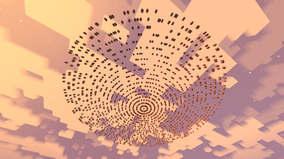 Orbital Strike Cannon Datapack & Mod Data Pack Screenshot 2 TNT blocks falling from the sky in a circular pattern during an orbital strike