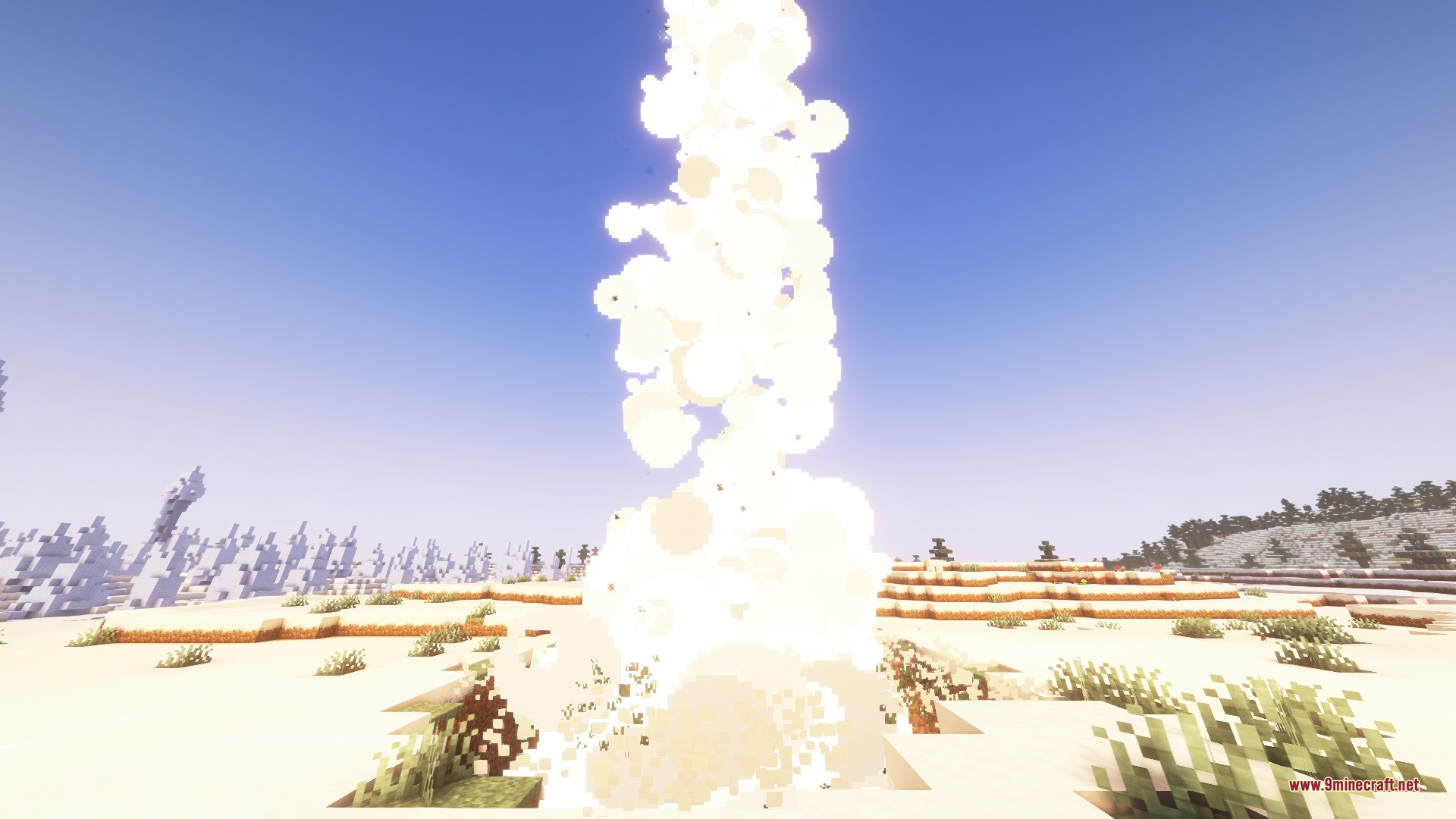A devastating orbital strike creates a massive explosion in a desert landscape