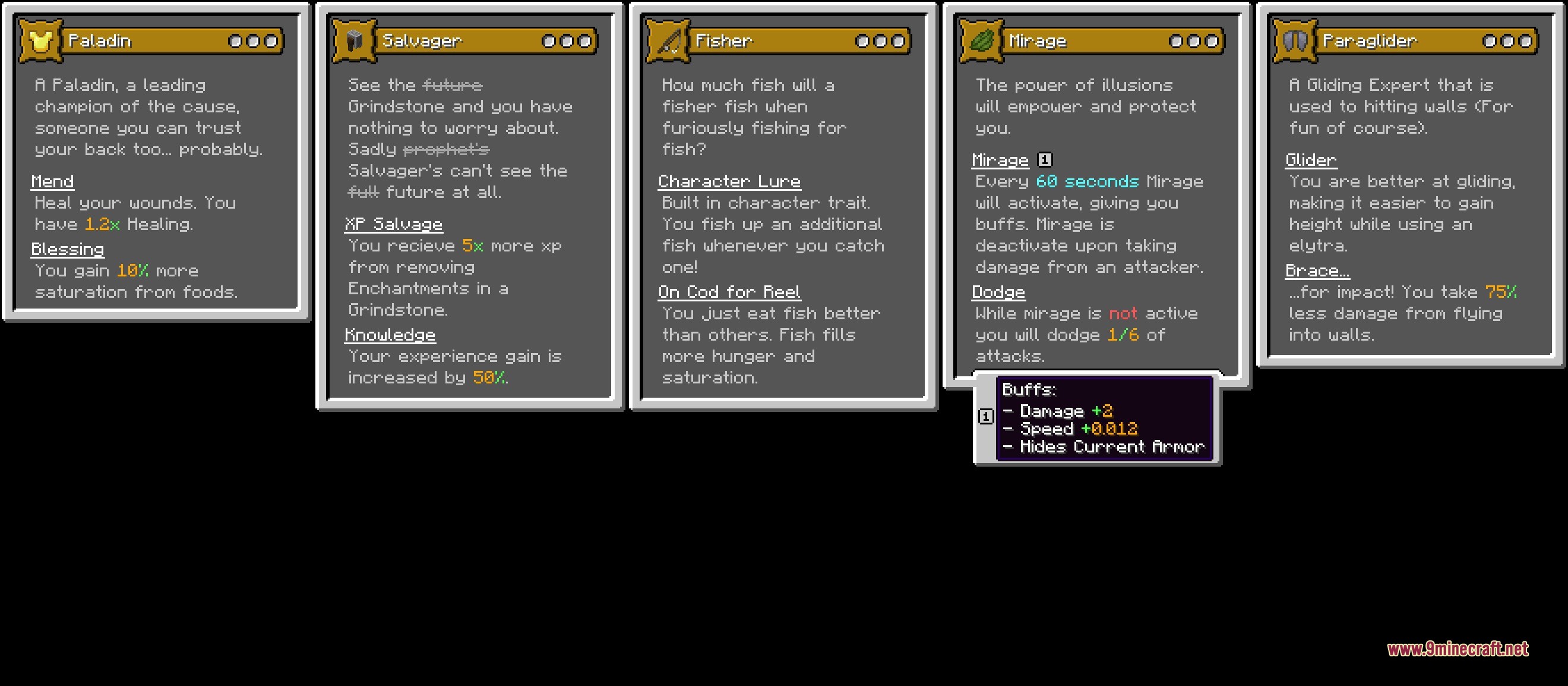 Origins Mystic's Class Pack Data Pack Screenshot 3 Five class cards from the Origins Mystic Class Pack showing various perks