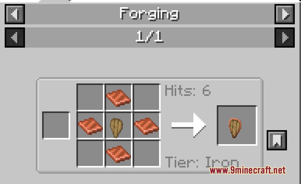 Overgeared X Epic Knights Mod Screenshot 1 Forging an iron tier shield using metal plates in the Overgeared mod
