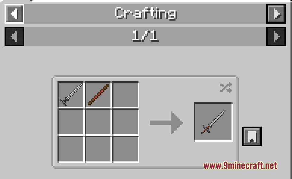 Overgeared X Epic Knights Mod Screenshot 2 Assembling a medieval sword from a blade and hilt in the crafting menu