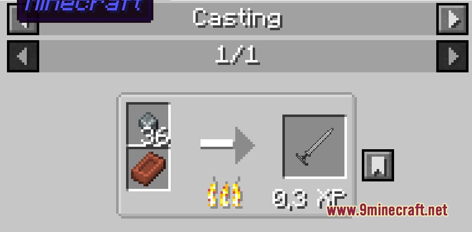Overgeared X Epic Knights Mod Screenshot 3 A casting station interface showing the process of creating a sword component