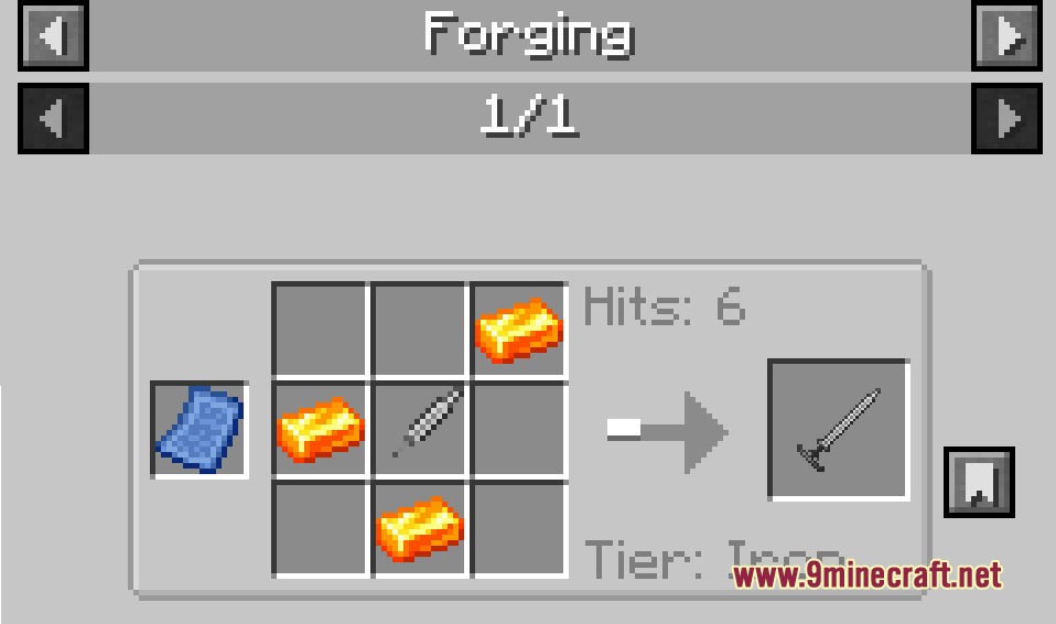 Overgeared X Epic Knights Mod Screenshot 4 Forging a medieval sword using a blueprint and heated metal ingots