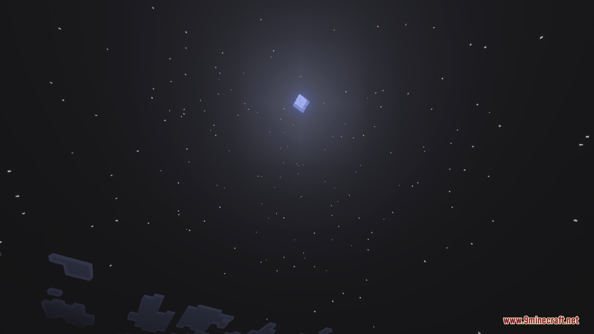 The dark night sky featuring a bright square moon and many stars