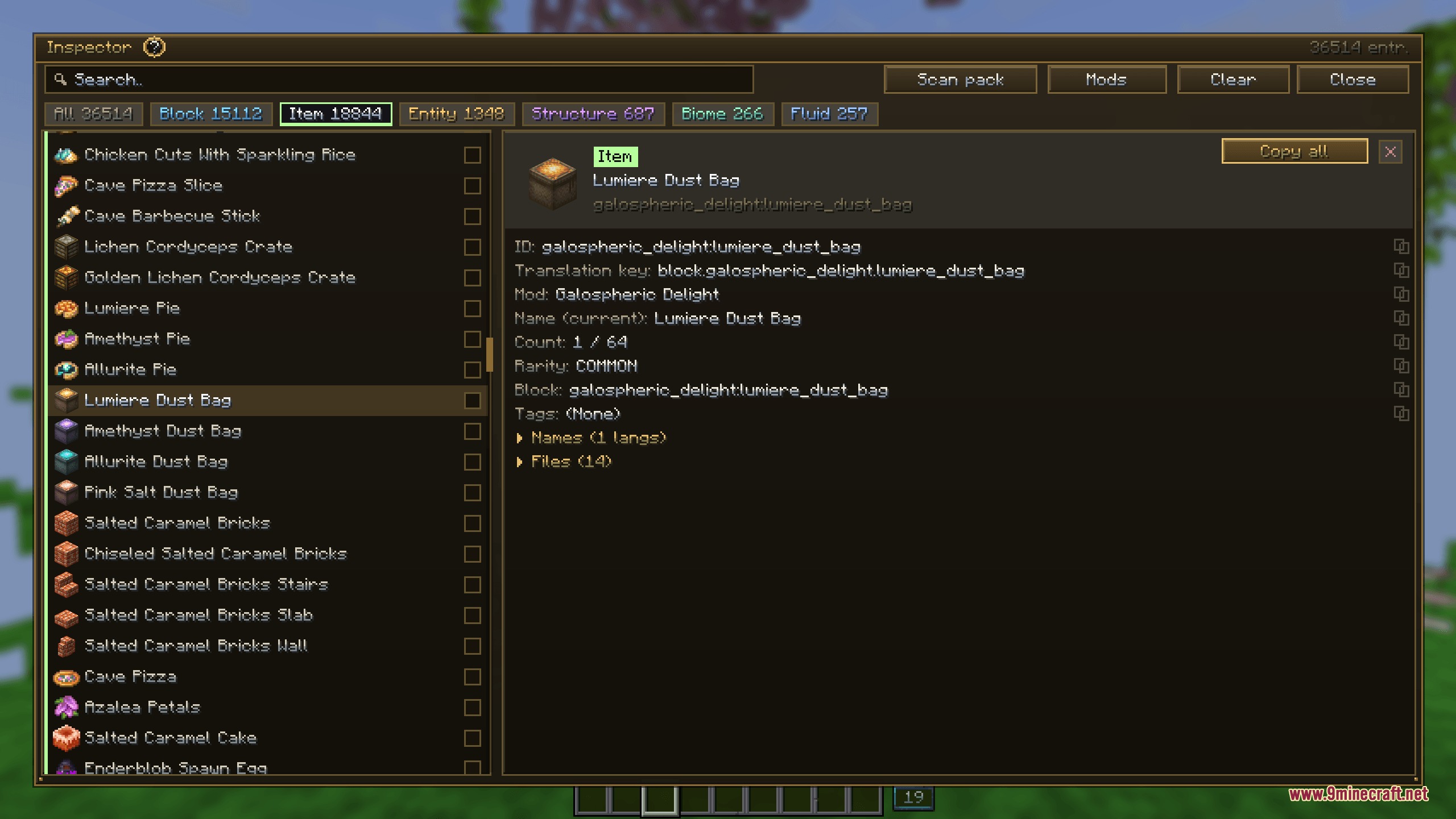 Panoptic Mod Screenshot 5 Panoptic Mod inspector interface showing detailed item data and resource origins