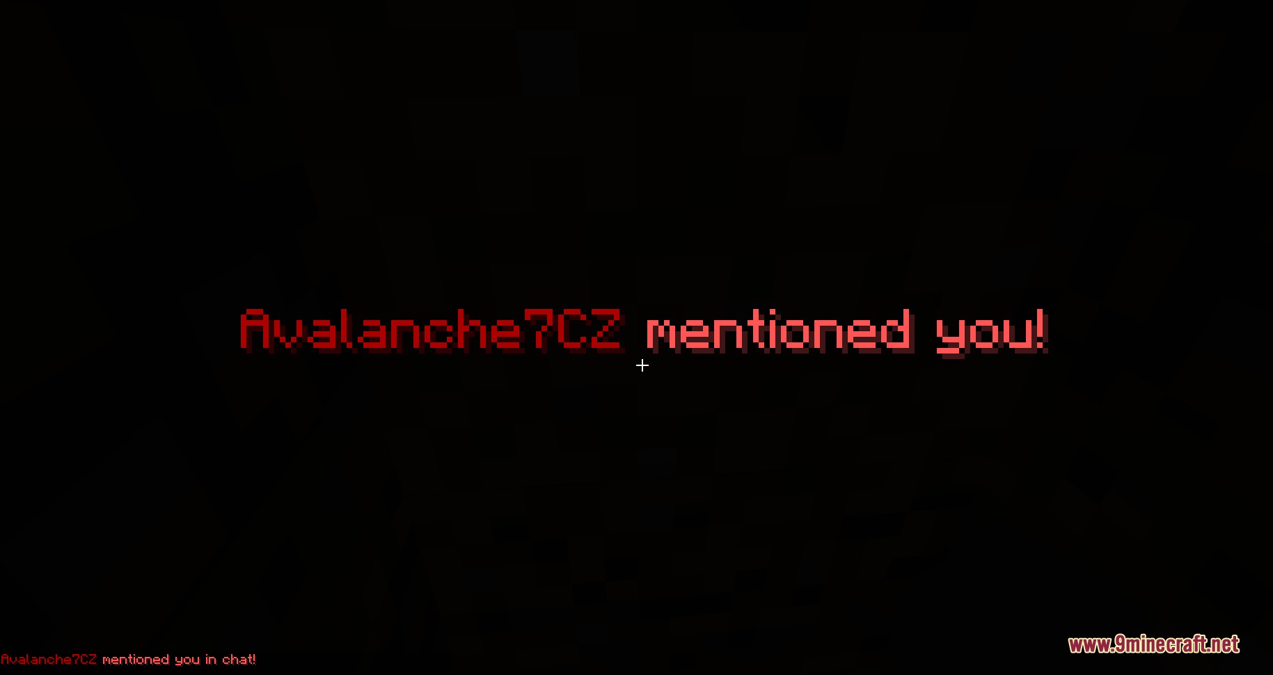 A red notification message appears on screen saying a player mentioned you