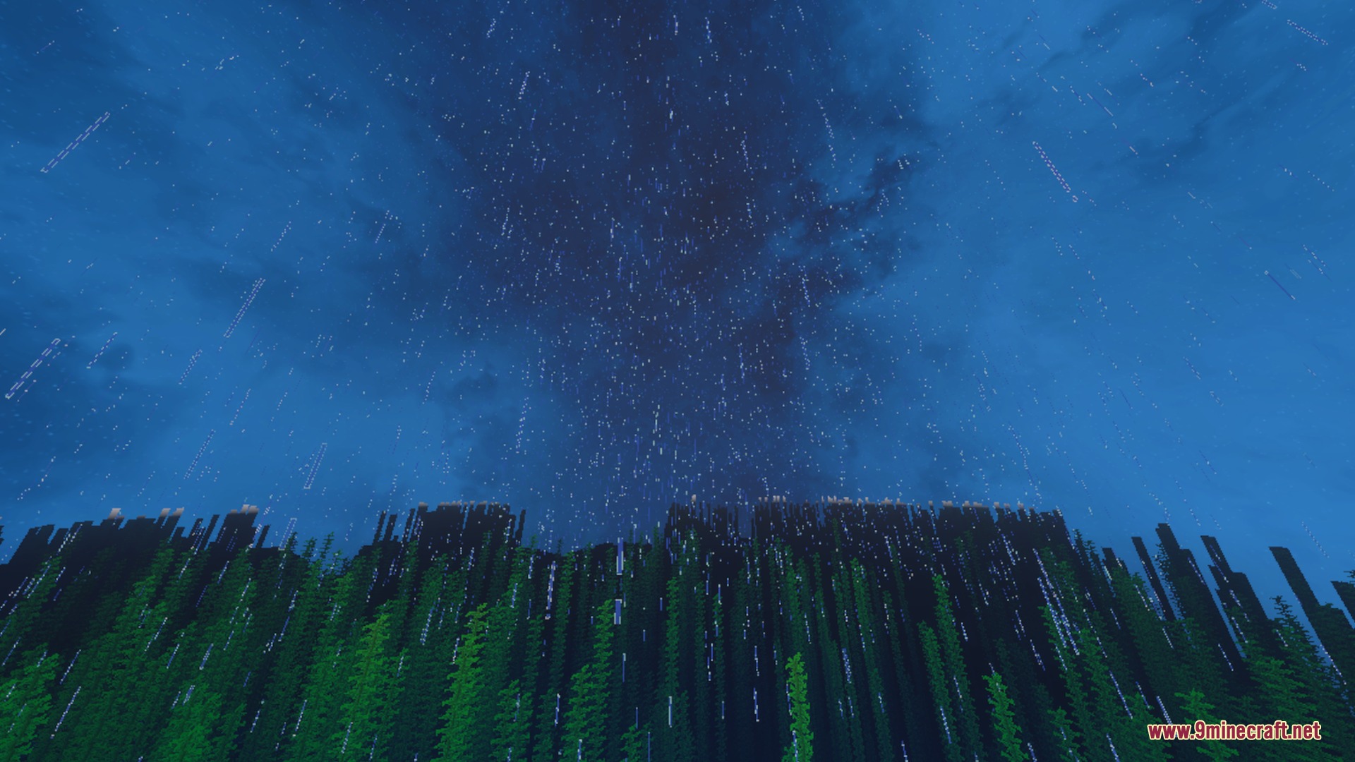 Paradox Pvp Shader Screenshot 10 Looking up at tall trees under a bright and starry night sky