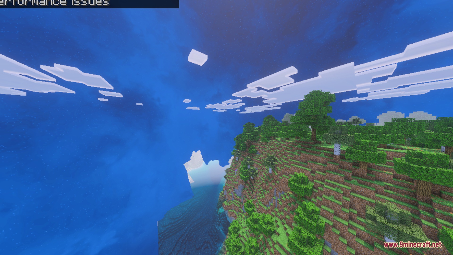 Paradox Pvp Shader Screenshot 6 Vibrant forest cliffs overlooking the ocean with enhanced lighting and clear blue skies
