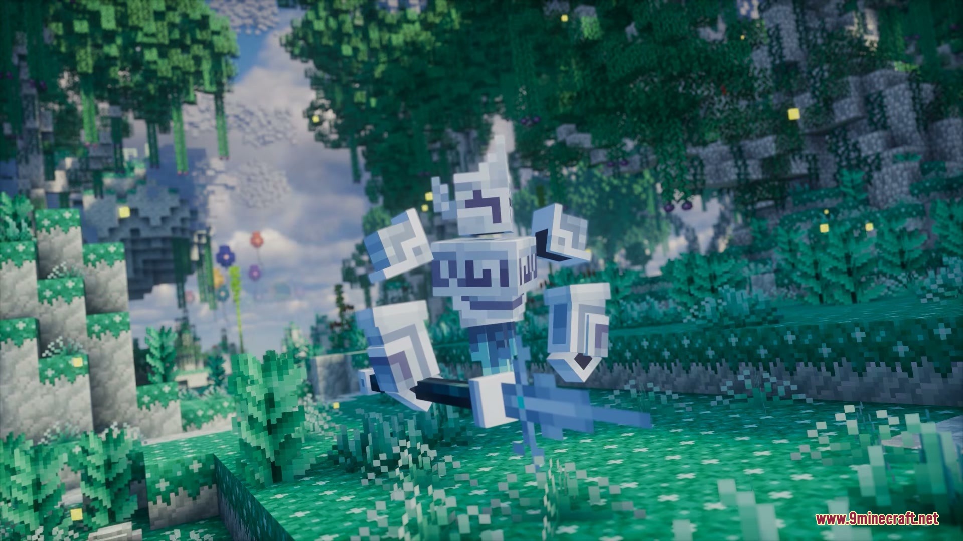 Paster Dream by Aerolite_Dust Mod Screenshot 7 A white armored knight holding a spear in a surreal teal forest