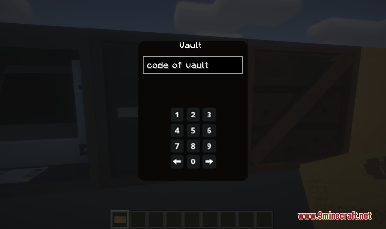 Persona Craft Enhancer Mod Screenshot 8 A functional vault keypad interface for entering secure codes in a Minecraft world