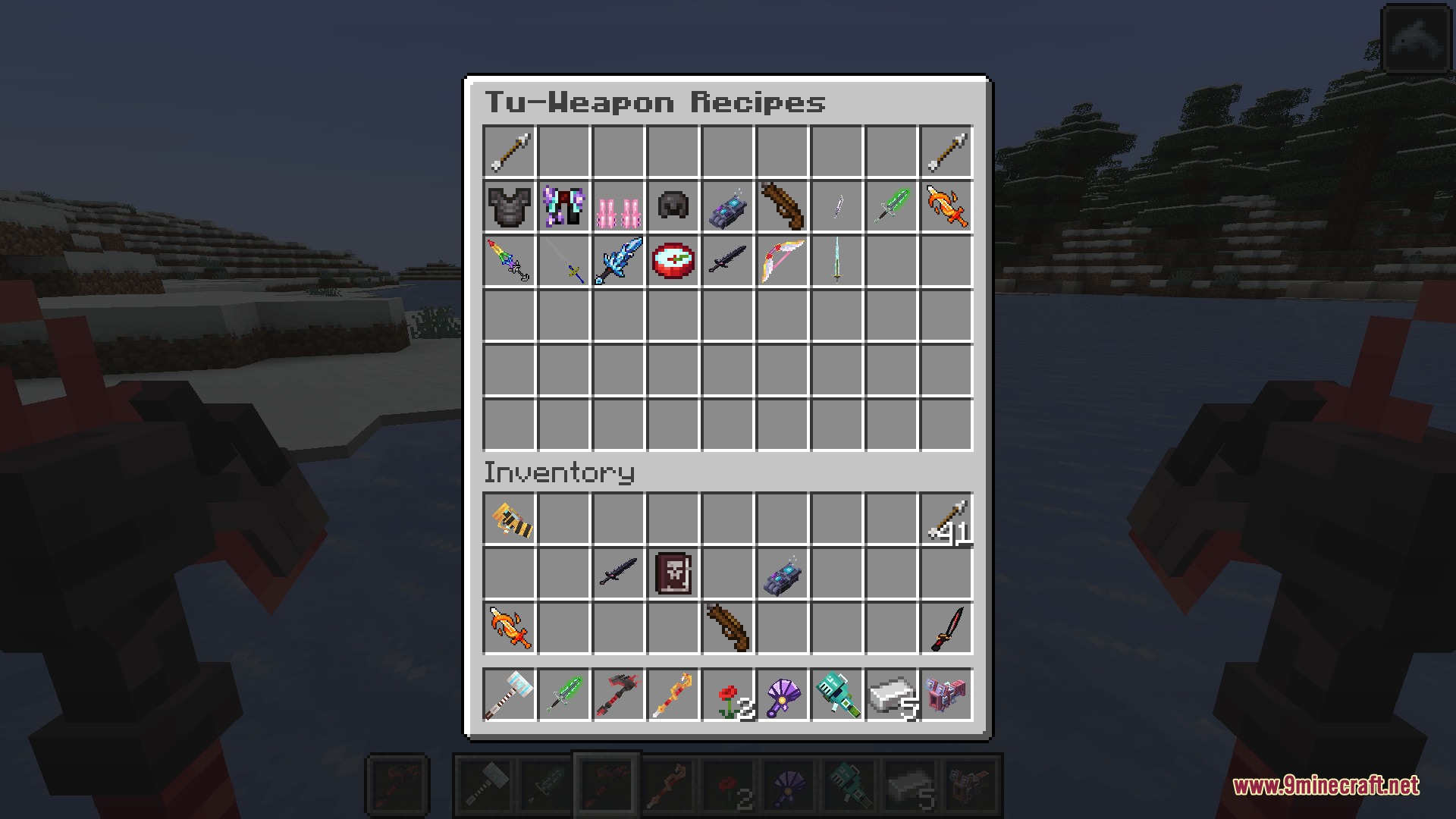 Phalanx Volley Combat Mod Screenshot 2 A menu showing custom weapon recipes from the Phalanx Volley Combat Mod