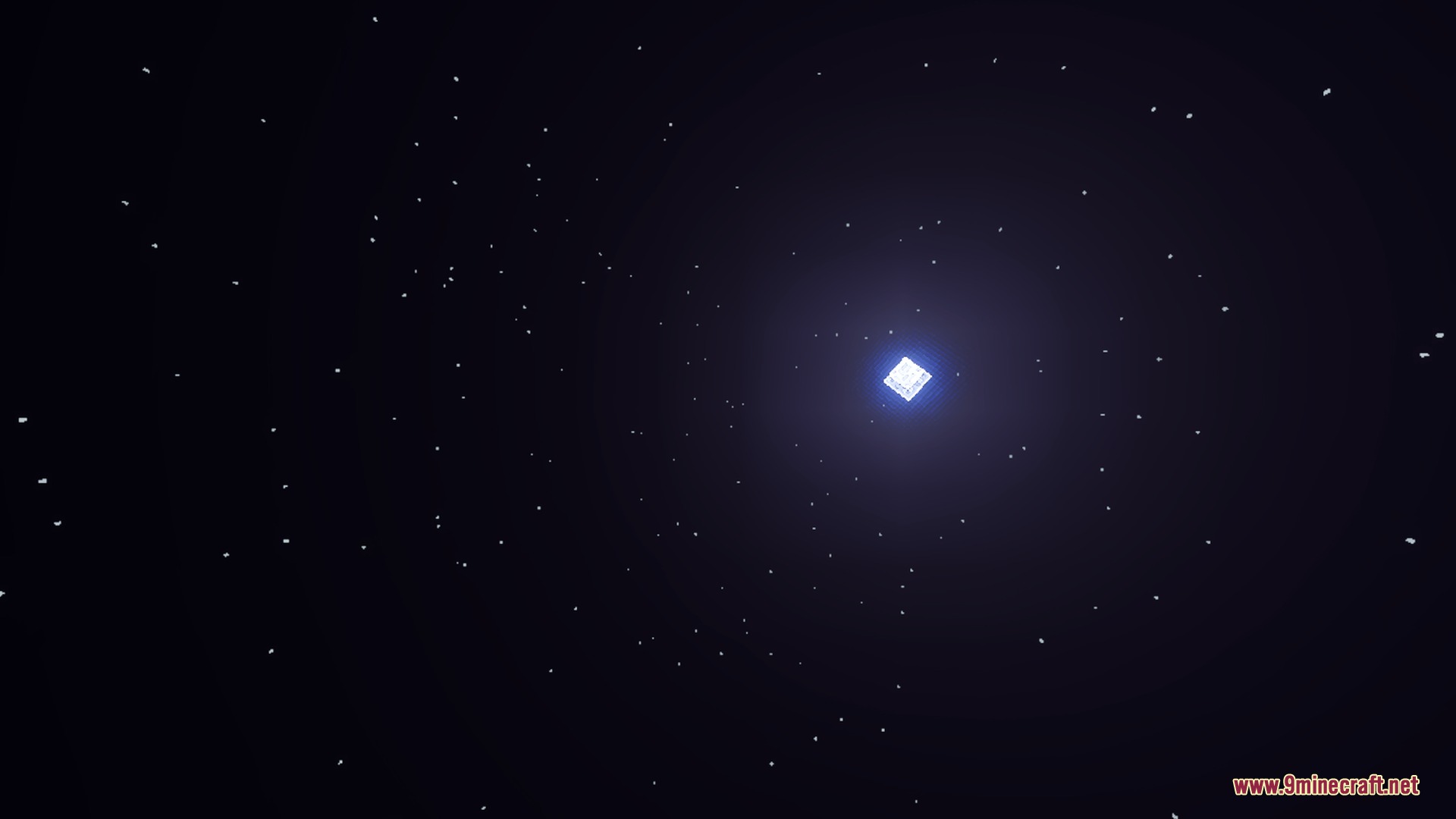 Pie Shader Screenshot 5 A bright square moon glows in a dark starry Minecraft night sky
