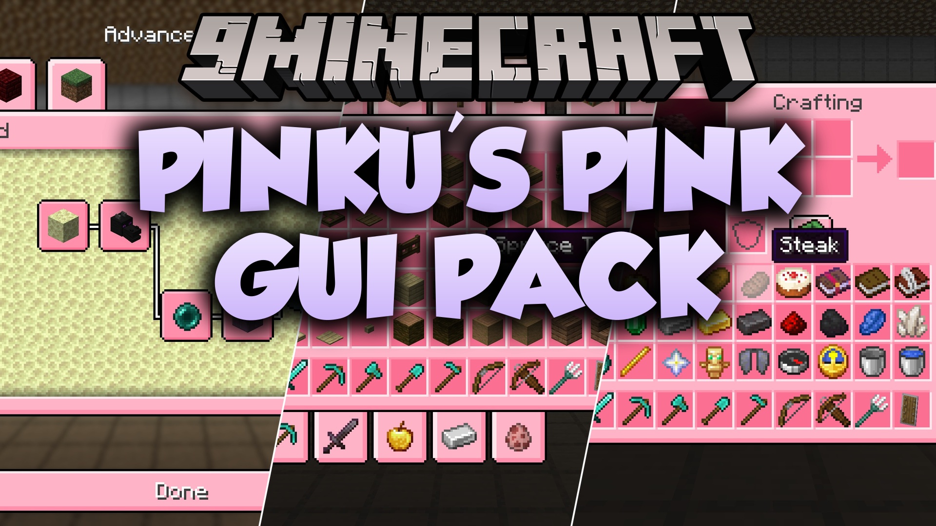 Pinku's Pink GUI Pack Resource Pack (26.2, 1.20.1) – Cute Pastel Aesthetics