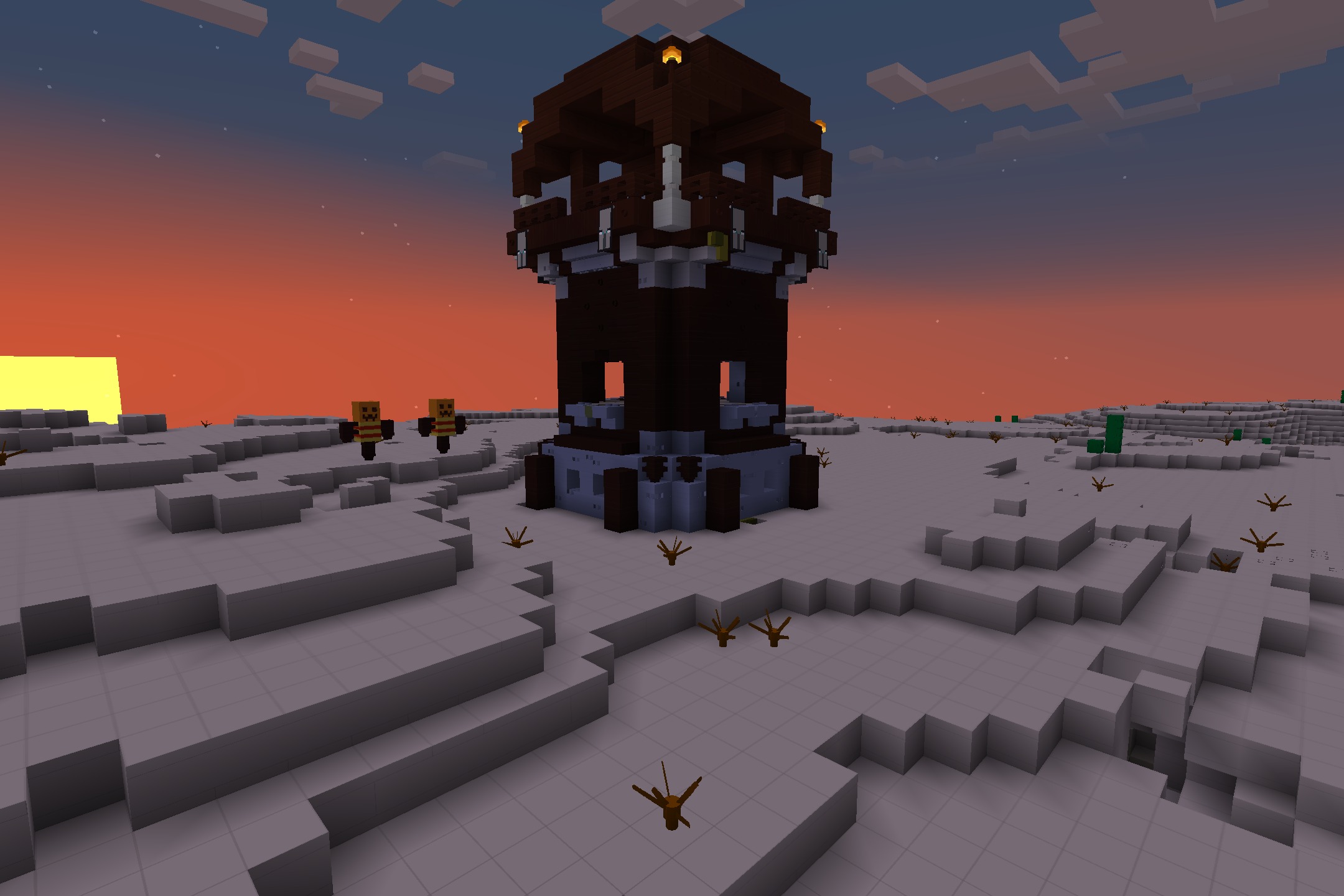 Plasticraft by Inferno31415 Resource Pack Screenshot 7 A pillager outpost tower stands in a desert made of plastic toy blocks