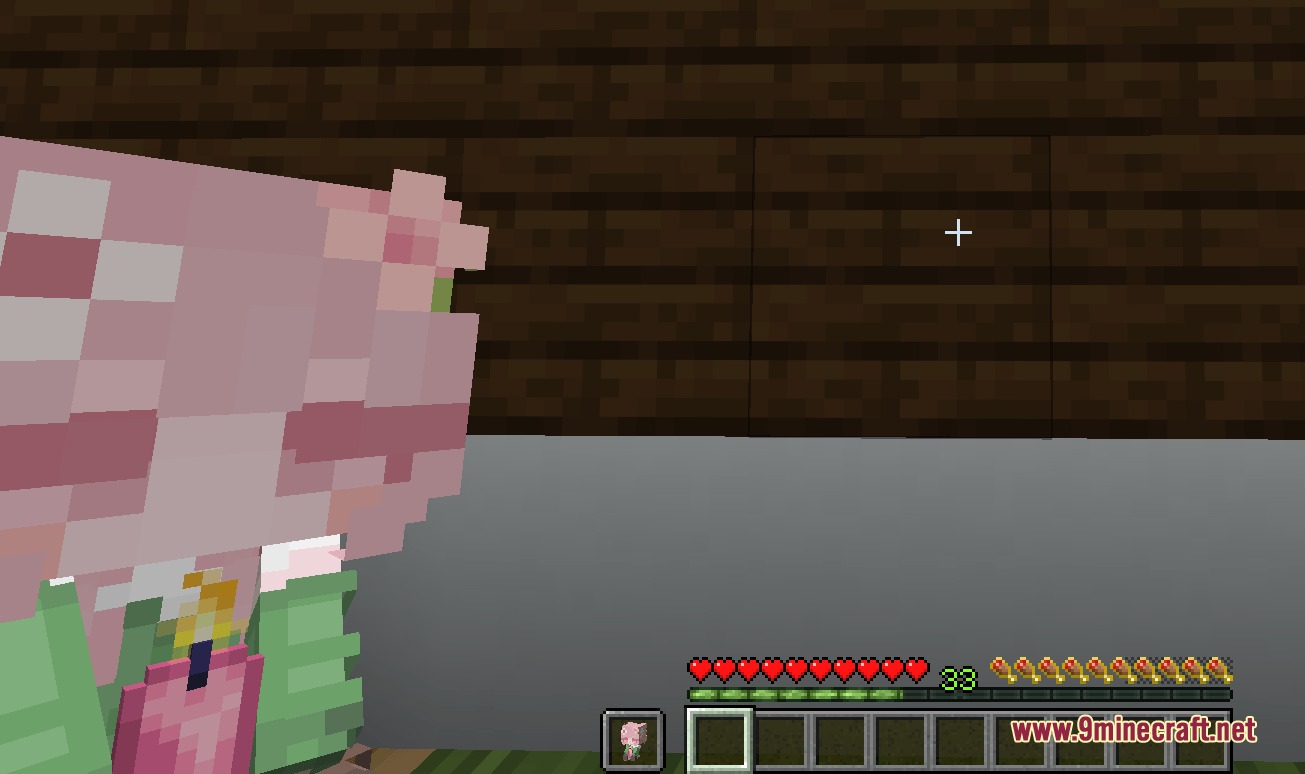 Player Plushies Resource Pack Screenshot 2 Close up view of a pink haired doll held by a Minecraft player