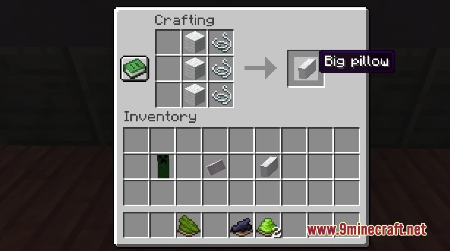 Plush Age Resource Pack Screenshot 3 Crafting recipe for a Big pillow using white wool blocks and string