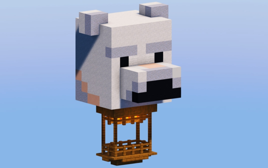 Polar Bear Hot Air Balloon Schematic Screenshots 1 A Minecraft hot air balloon designed to look like a white polar bear head