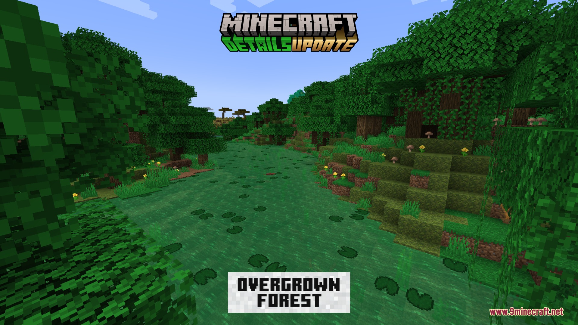 Polished Essence Mod Screenshot 5 A scenic view of the overgrown forest biome with dense green vegetation