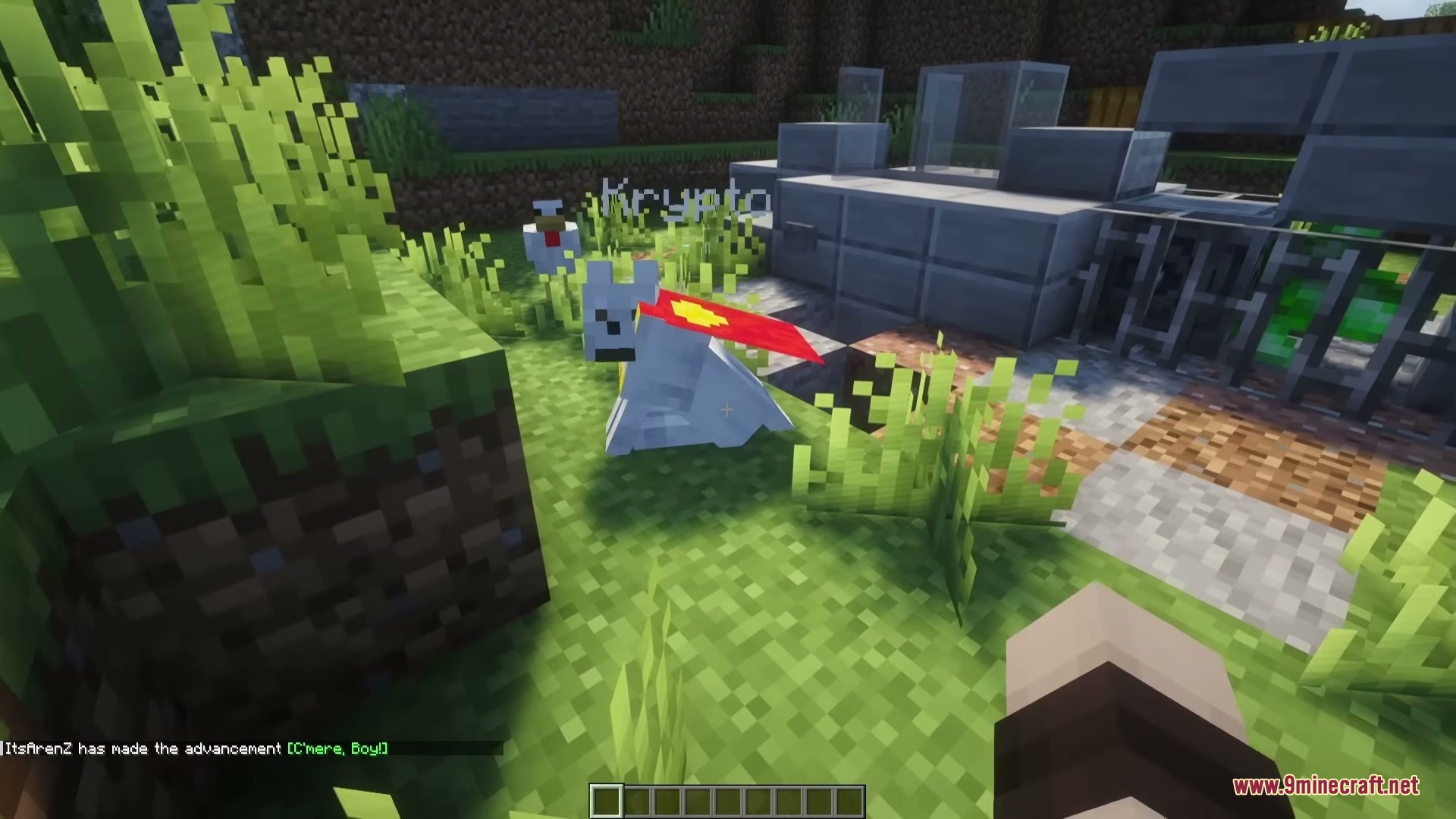 Powerborne Heroes Mod Screenshot 4 Krypto the Super Dog wearing a red cape sitting in a grassy field