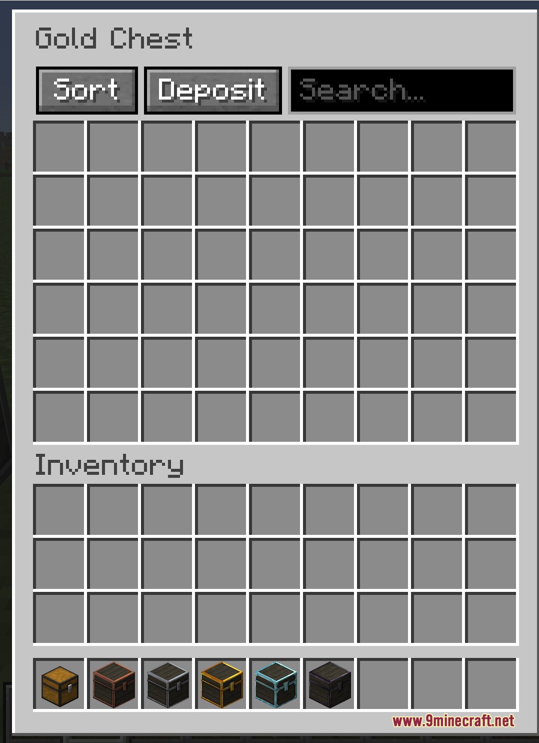Prestige Tiered Vaults Mod Screenshot 4 The Gold Chest interface provides fifty four slots for expanded item storage