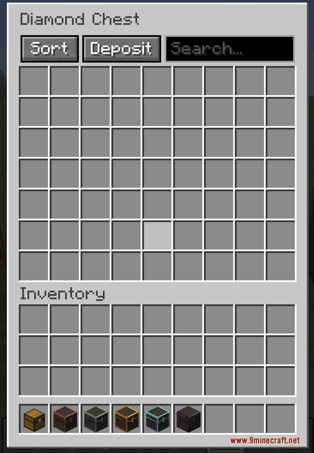 Prestige Tiered Vaults Mod Screenshot 6 User interface of a Diamond Chest with one storage slot currently selected