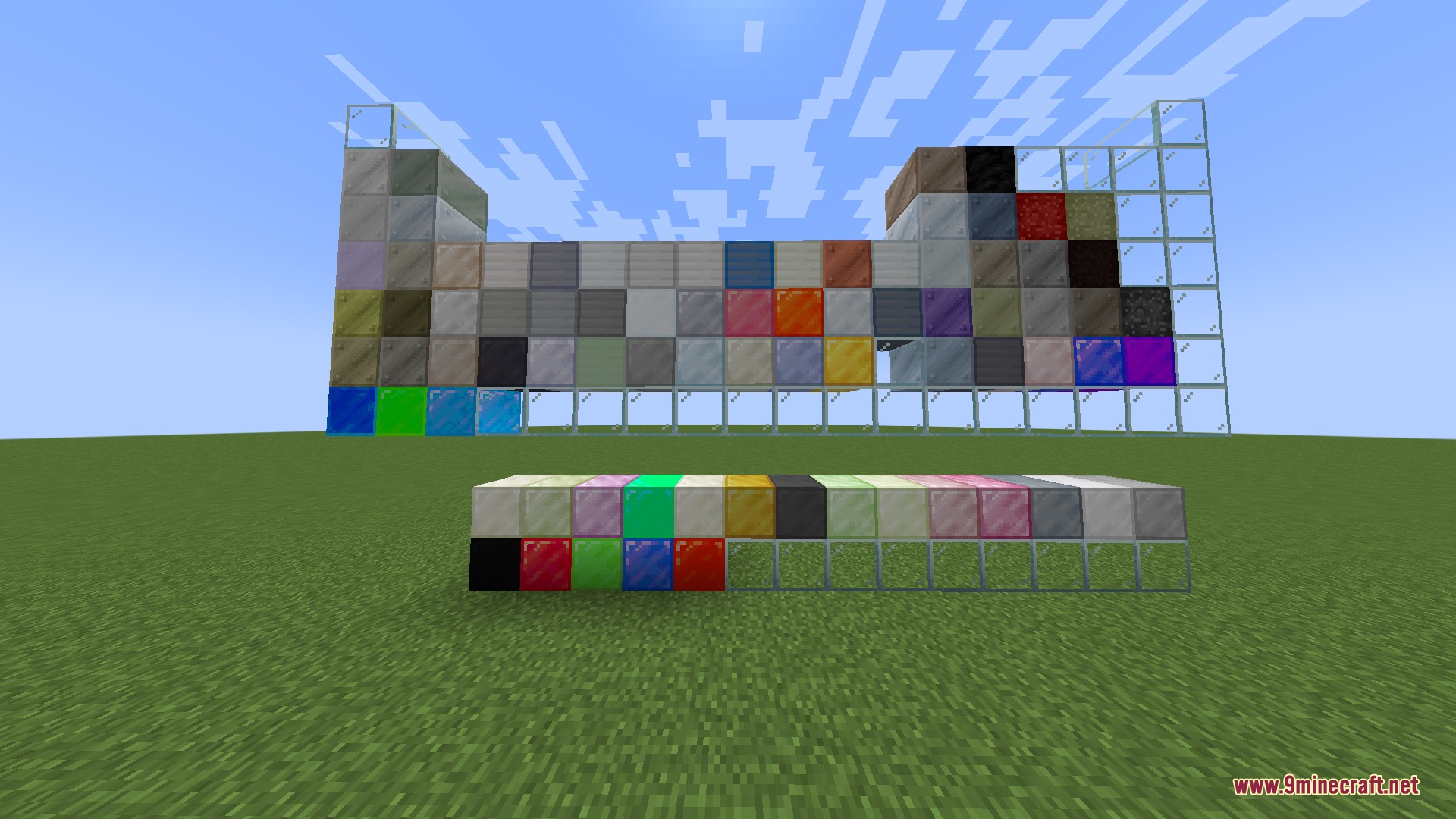 Primal Vein Abundance Mod Screenshot 4 A periodic table constructed from solid mineral and metal blocks in Minecraft