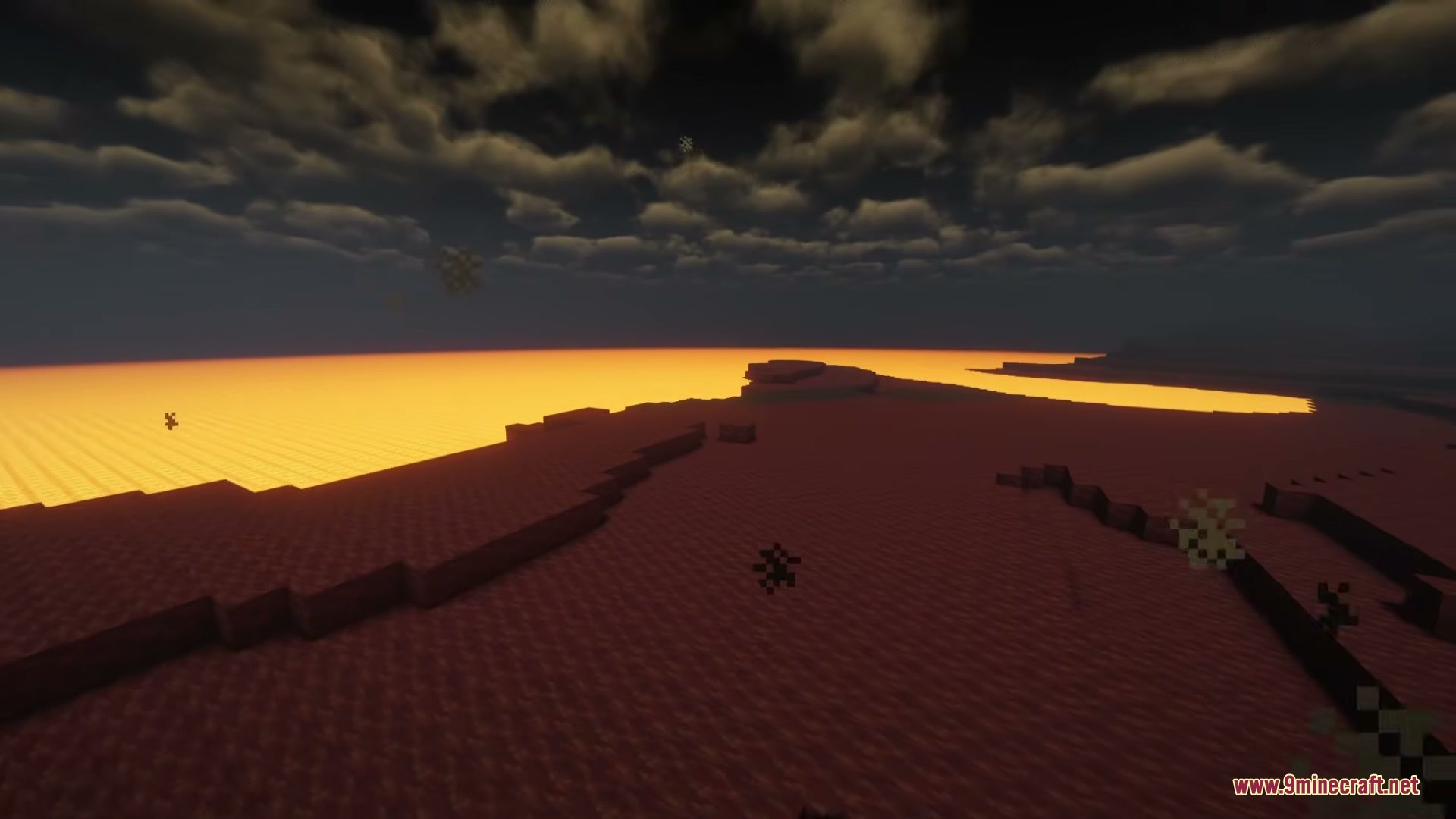 Primus Mod Screenshot 3 A dark sky over a vast glowing lava ocean on the planet Pyros