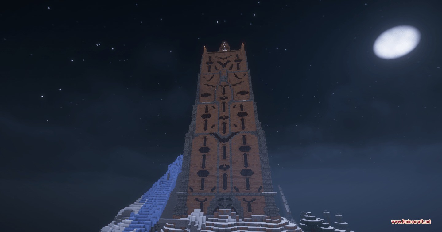 Professor Porker's Legendary Dungeons Data Pack Screenshot 3 A massive dungeon from Professor Porkers Legendary Dungeons stands on a snowy mountain
