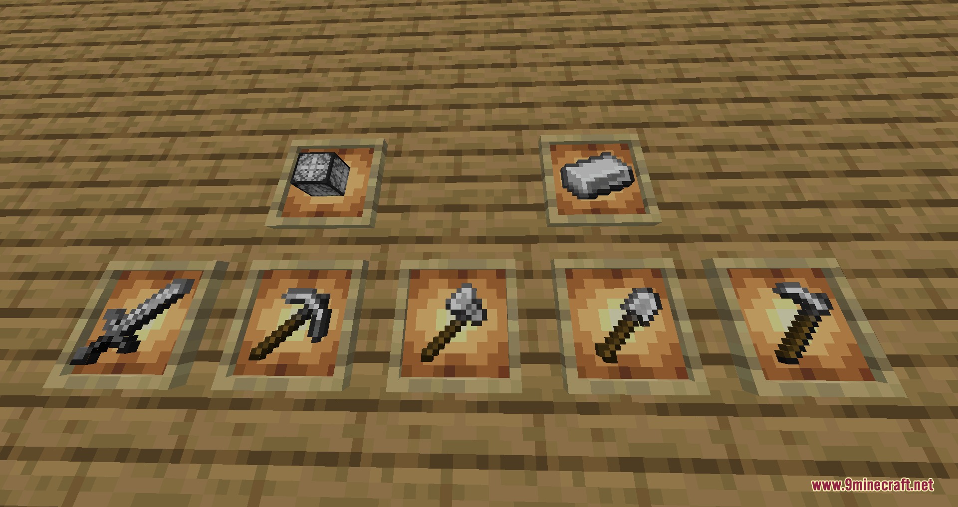 Project Blades Mod Screenshot 3 Project Blades Mod features grey metal tools and materials in item frames