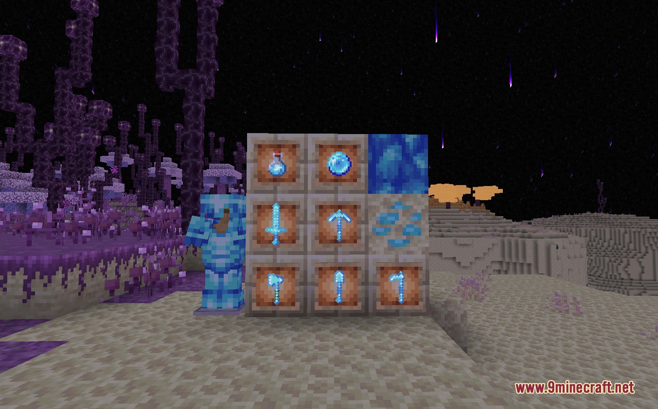 Lonsdaleite armor and tools displayed next to new materials and blocks