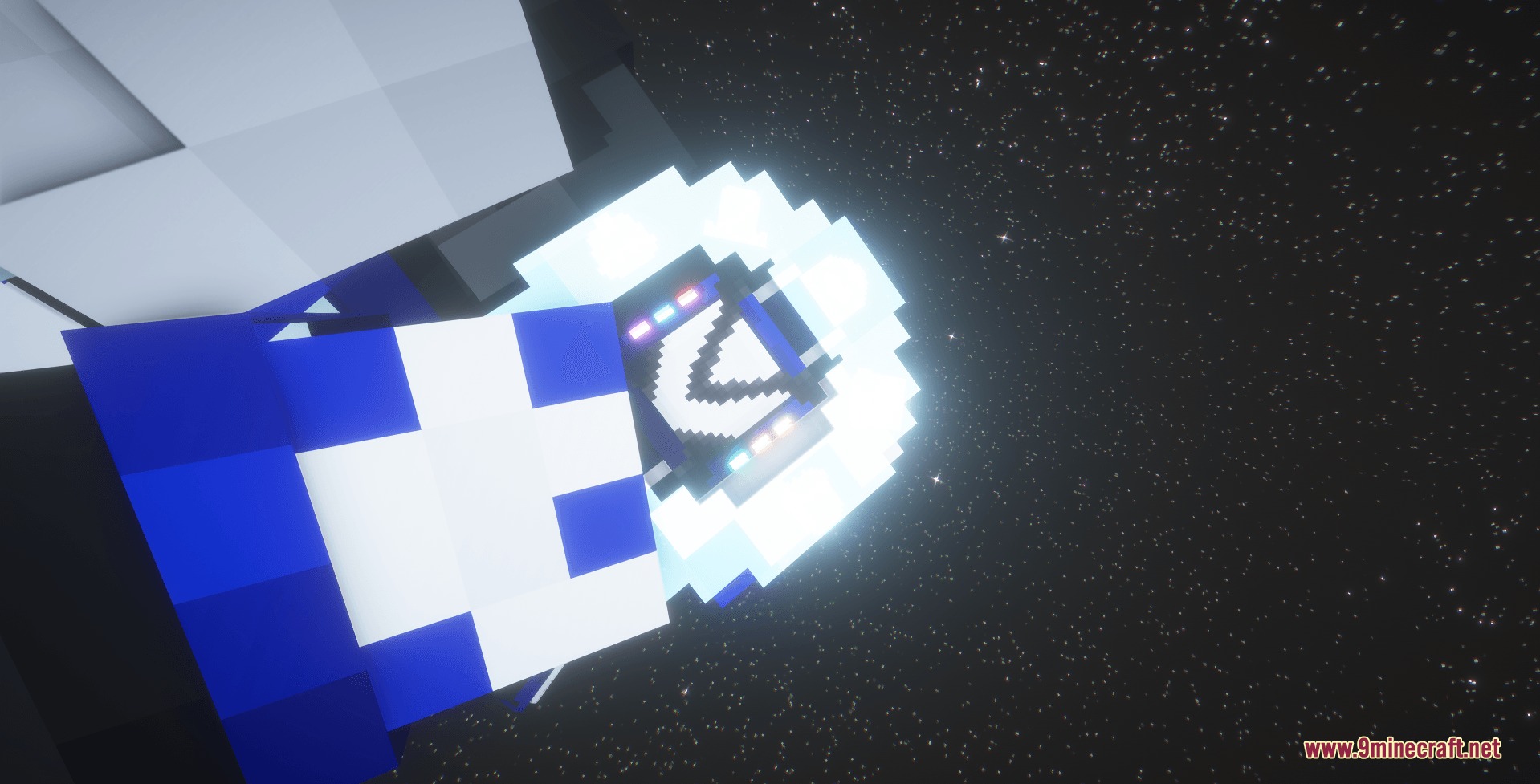 Close up of a white wrist device glowing against a starry space background