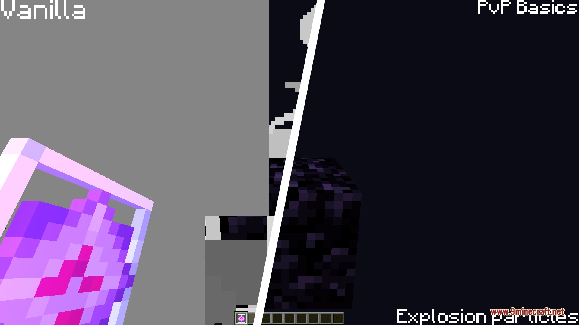 Pv P Basics Resource Pack Screenshot 8 Comparison of vanilla explosion smoke and clear particles for better vision