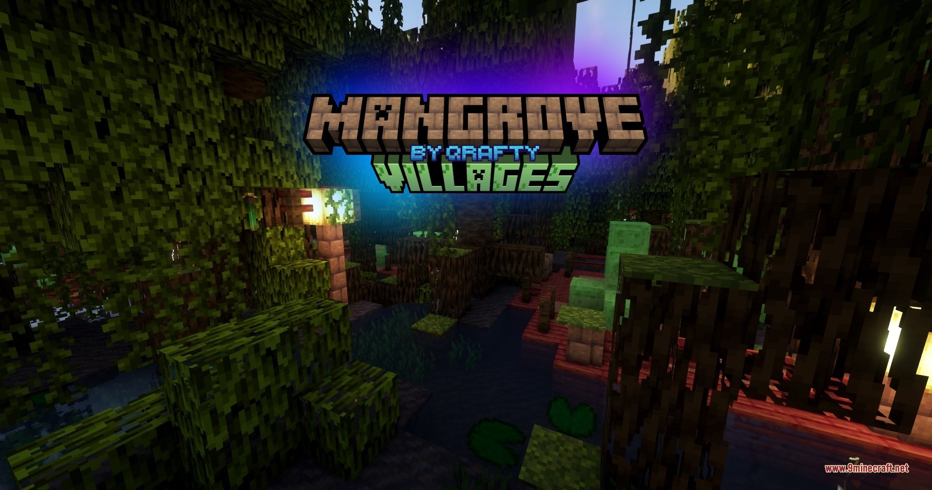Qrafty's Mangrove Villages Data Pack Screenshot 3 Promotional image for the Mangrove Villages mod in a dense swamp biome