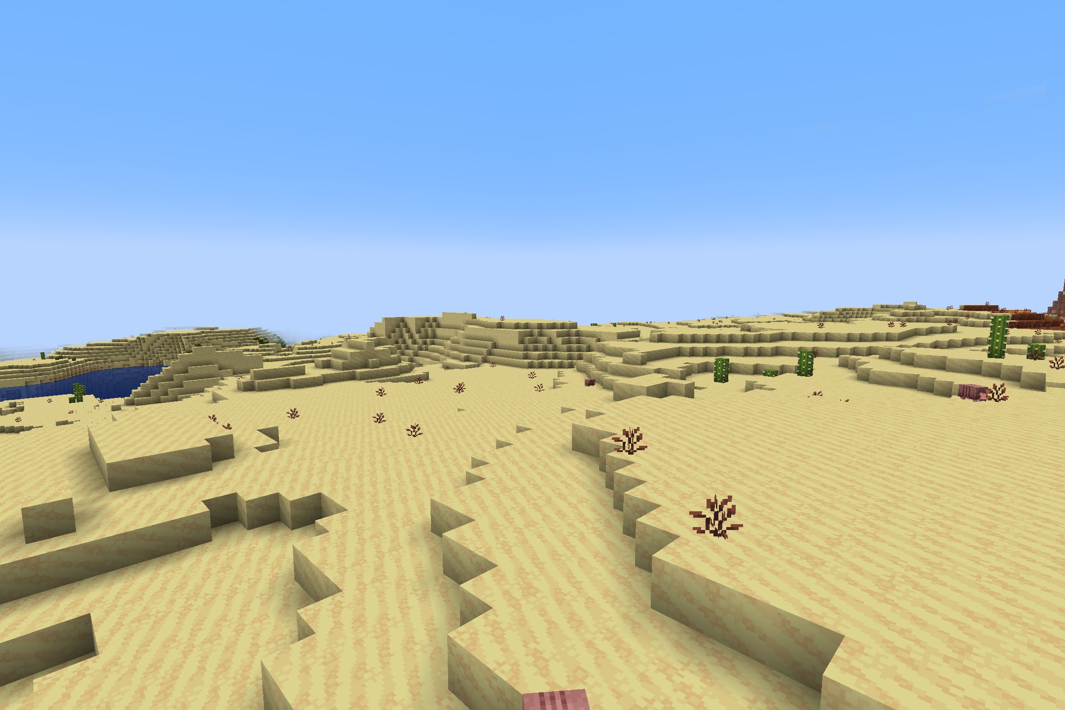 Quadral Pack Resource Pack Screenshot 9 A vast desert landscape with stylized sand dunes in Quadral Pack