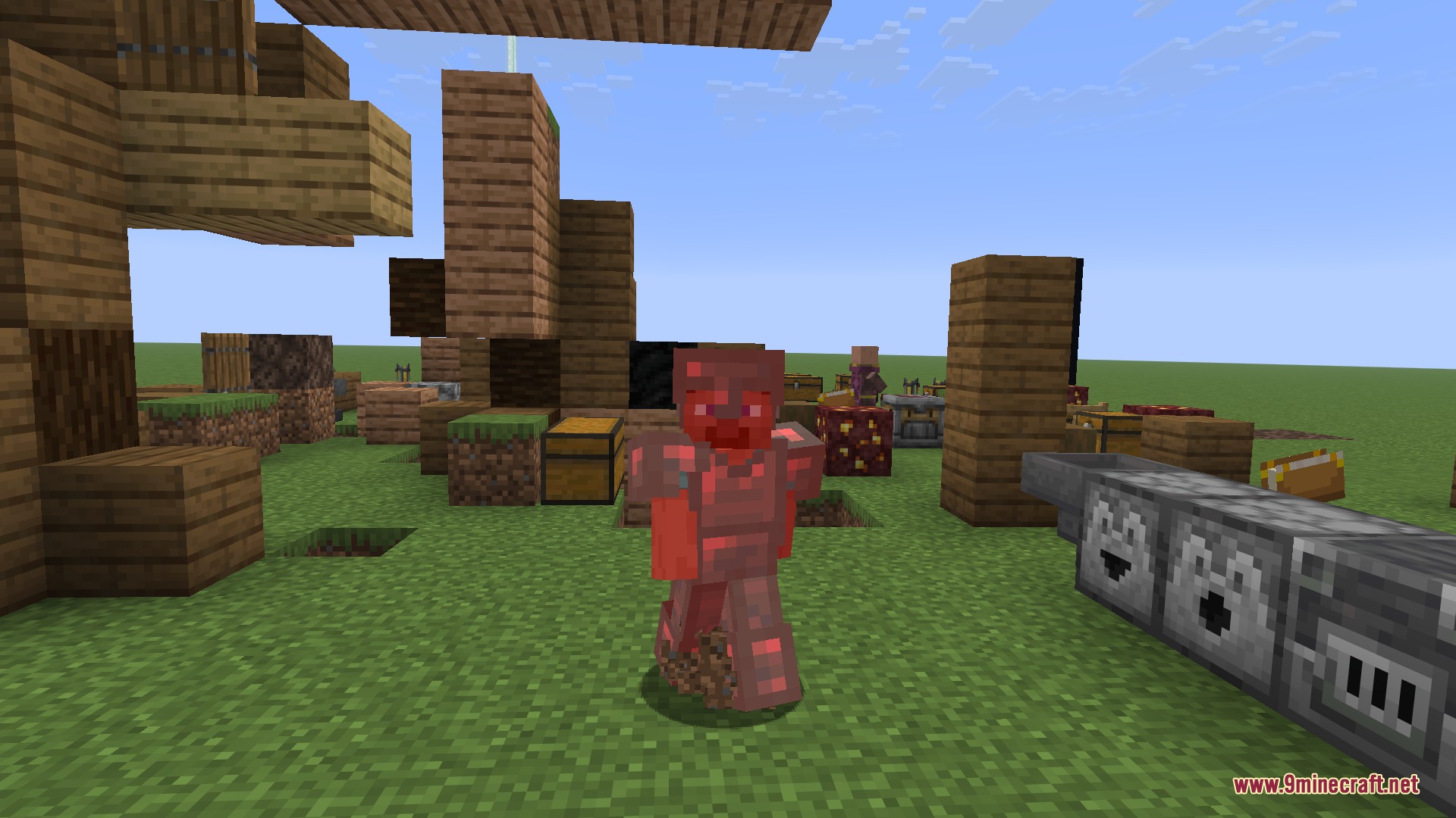 Quality of Queso Mod Screenshot 3 A Minecraft character turns red to show damage taken while standing outdoors