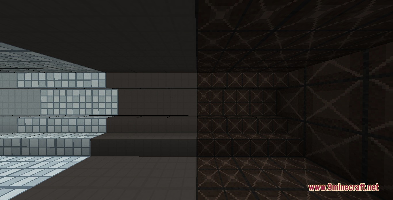 Quantum Bridge Initiative Mod Screenshot 2 Dark metal wall panels and weathered concrete tiles inside a laboratory chamber