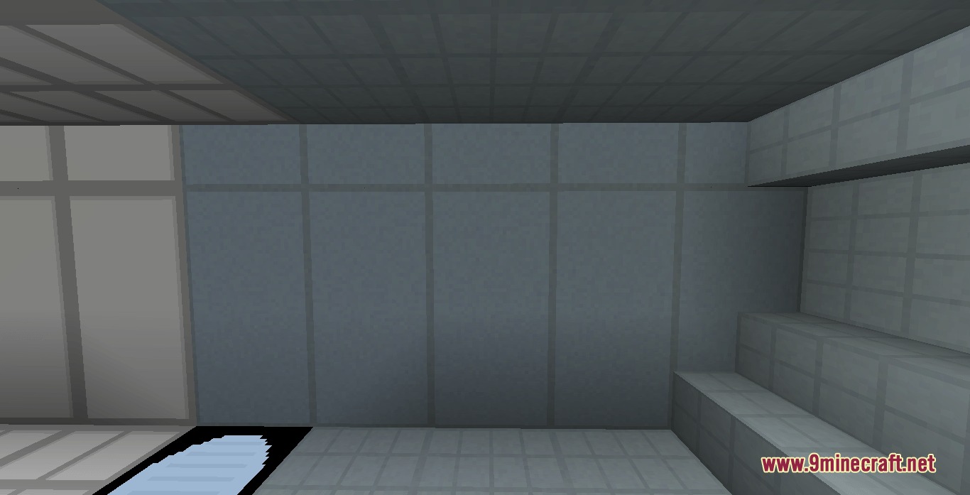 Quantum Bridge Initiative Mod Screenshot 3 A clean white laboratory test chamber constructed with specialized wall and floor panels