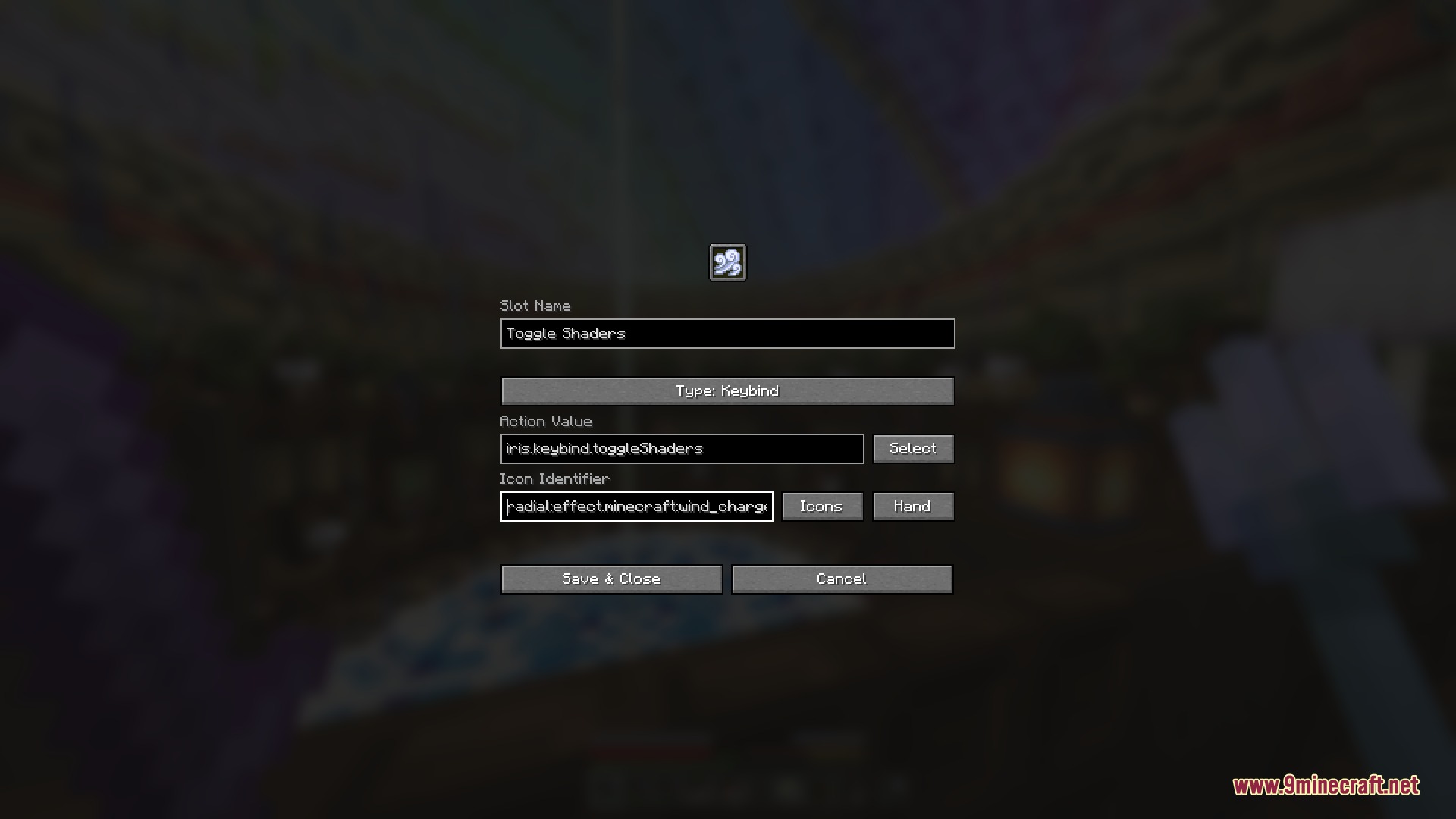 Radial Mod Screenshot 3 Configuring a keybind action within the Radial Mod settings menu