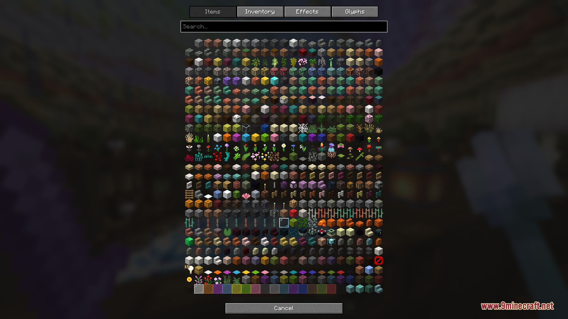 Radial Mod Screenshot 4 Selecting a custom icon from a grid of various Minecraft game items