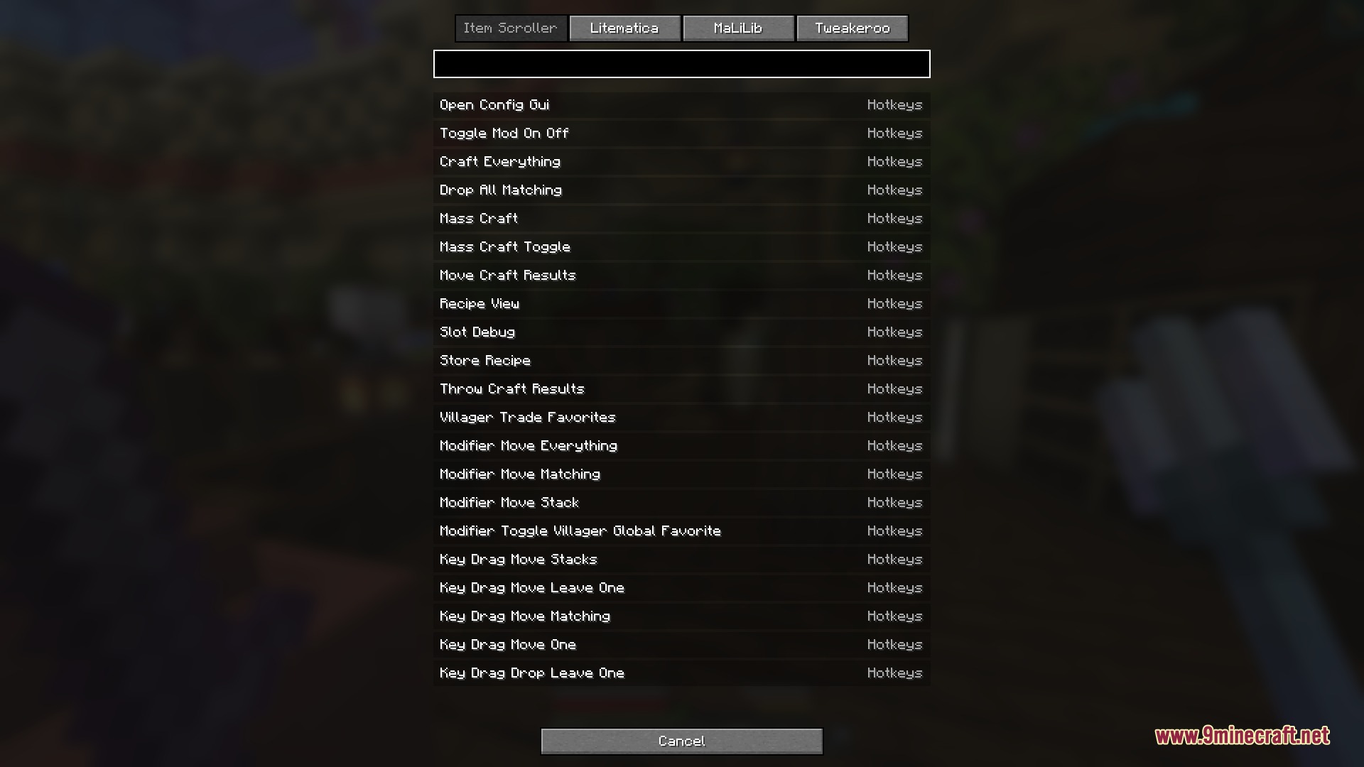 Radial Mod Screenshot 8 The hotkey settings screen listing various commands and actions for the Radial Mod