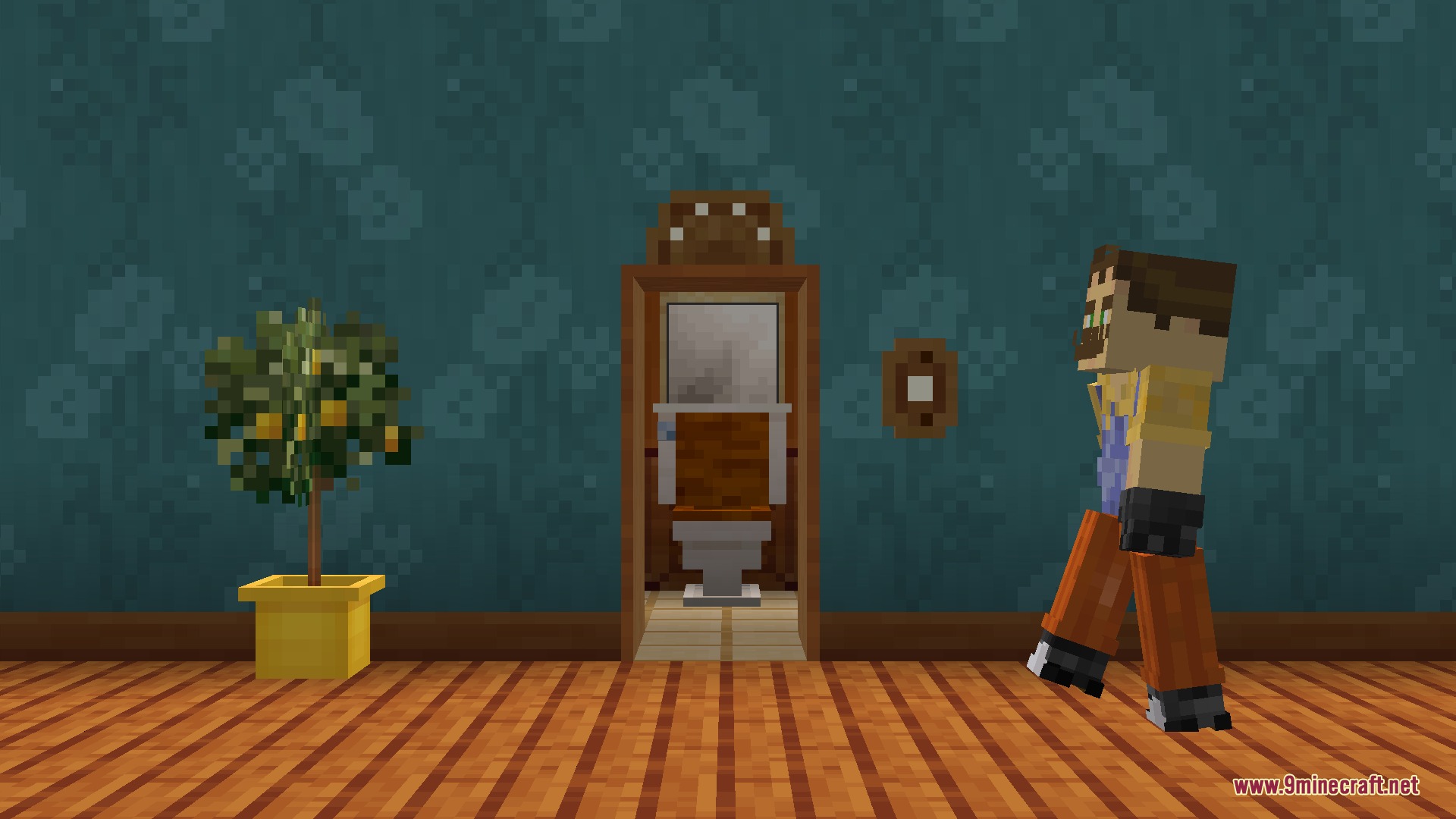 Ravenbrooks Cr Hello Neighbor by Richard_Burusa Mod Screenshot 7 The neighbor character walks past a bathroom doorway in Ravenbrooks Cr Hello Neighbor