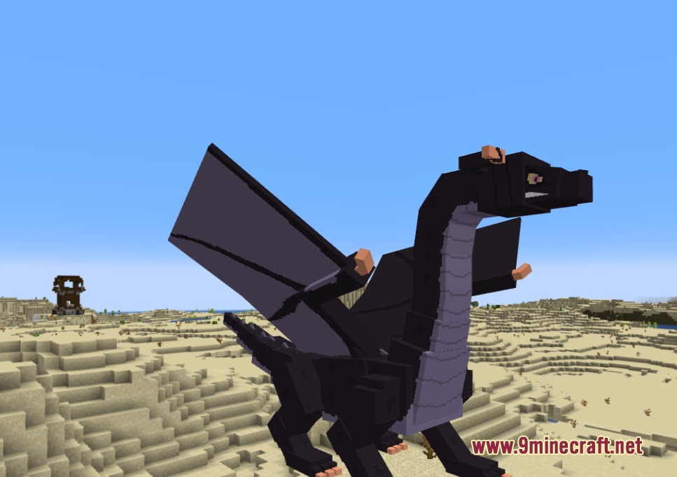 Re Zero Experience Mod Screenshot 4 A large black dragon standing in the middle of a desert biome