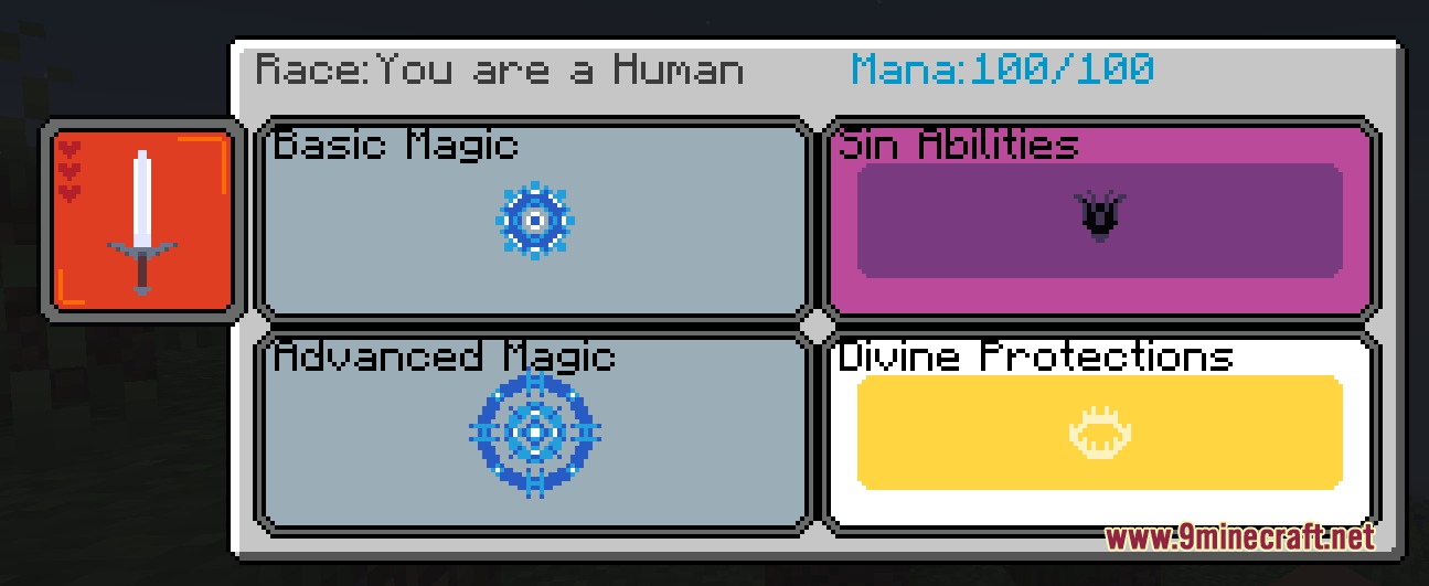 Re Zero Experience Mod Screenshot 6 Re Zero Experience Mod menu displaying magic skills and divine protections for players