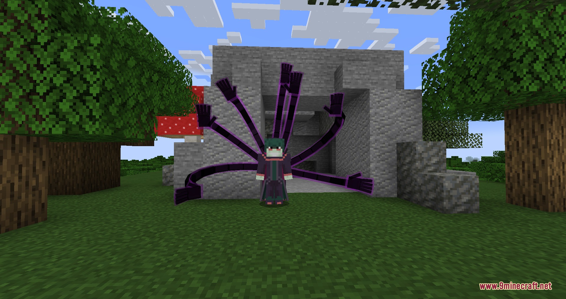 Re Zero Experience by Zoomerreid Mod Screenshot 1 A character with the Petelgeuse skin using the Authority of Sloth in Minecraft