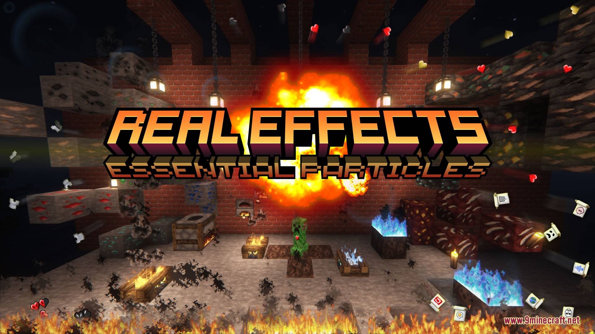 Real Effects 64x Resource Pack Screenshot 4 Real Effects resource pack showing realistic fire and smoke particles in Minecraft