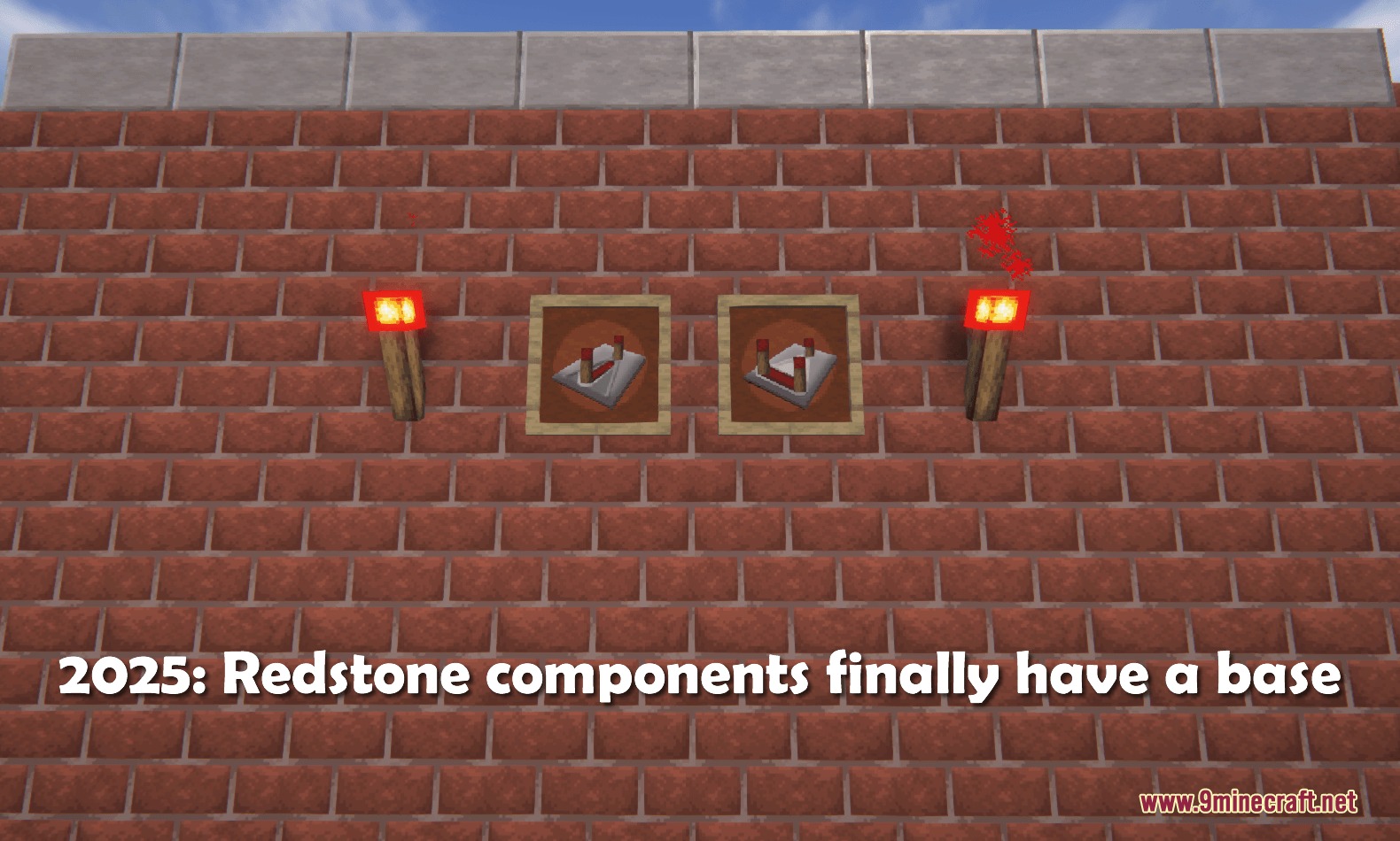 Real Effects 64x Resource Pack Screenshot 7 Redstone components and torches with 3D bases mounted on a brick wall